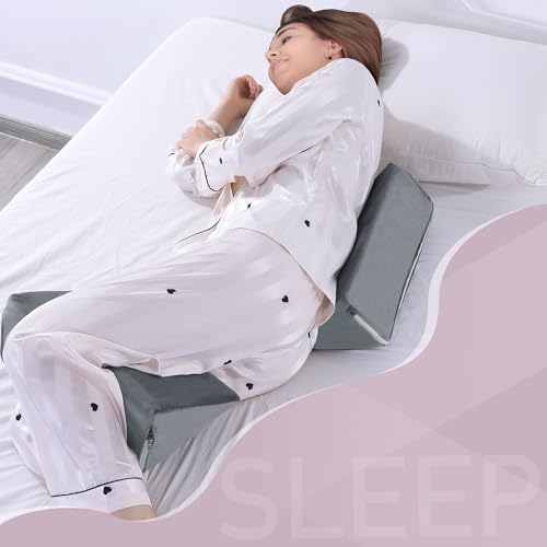 BALAPET 2 Pcs Small Wedge Pillow for Sleeping,Premium Foam Bed Pillow for Side Sleeping,Triangle Wedge Pillow for Leg Elevation,Yoga,Reduce Back Pain(Gray) - color: Gray