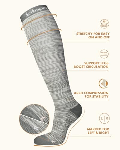 Thick Soft Cotton Compression Socks - color: Purple and Grey Stripes, size: Large-X-Large