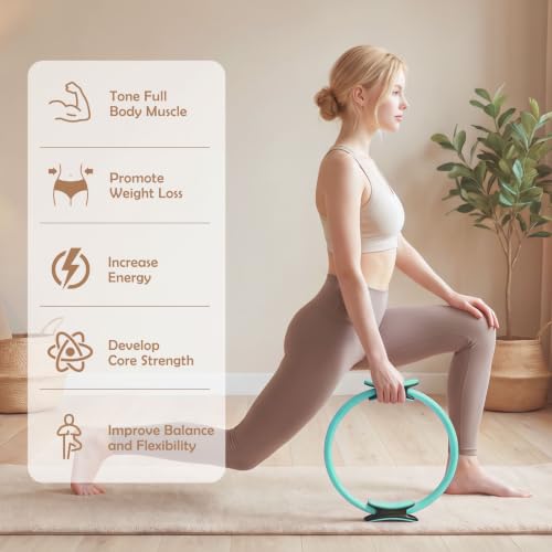 RitFit Pilates kit, 14" Pilates Ring with Pilates Ball & Resistance Bands - color: Cyan