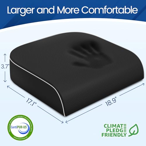 SweetSlubr Seat Cushion, Chair Pad, Memory Foam Tailbone Pain Relief - color: Black, size: 2X-Large