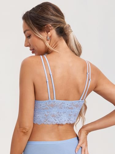MOMANDA Women's Plus Size Nursing Bra Lace Bralette Wireless Padded Maternity Breastfeeding Bras - color: Mystery Blue, size: Small