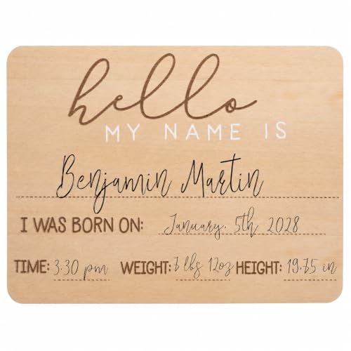 Pearhead Wooden Baby Welcome Sign - color: Hello World Baby Arrival Sign