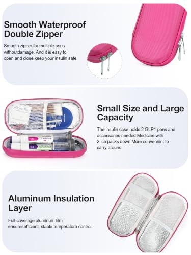 GLP-1 Cooler Travel Case Fits 2 Zepbound, Mounjaro & Insulin Pens - color: 01red