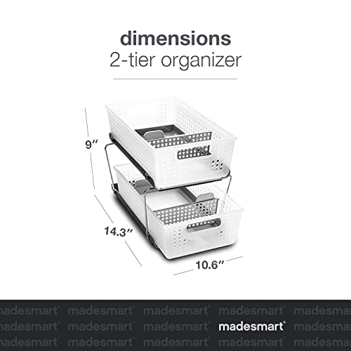 madesmart Two Tier Organizer with Dividers, Frost
