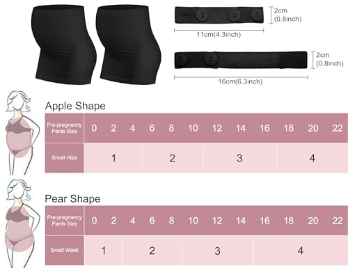 Rheane Maternity Belly Band Pregnancy Belly Support Band Belly Maternity Clothes (Black+Black 3) - color: C. Black+Black, size: 3