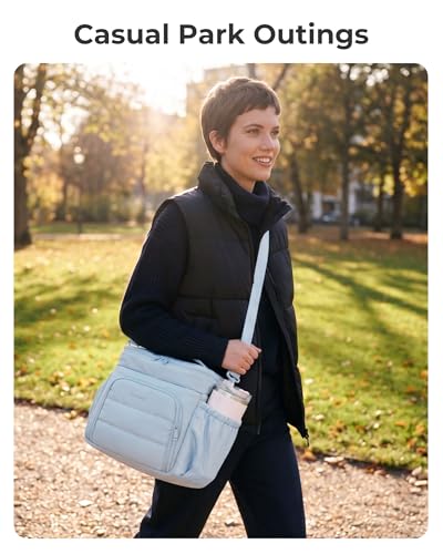 BAGSMART Puffy Insulated Lunch Bag, Lightweight Large 14L Double Deck Blue - color: Blue, size: 14 l