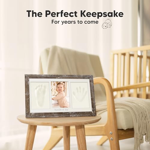 KeaBabies Baby Hand and Footprint Kit, Clay Keepsake Frame (Barnwood) - color: Barnwood, size: Duo Frame, 13" x 7.8"
