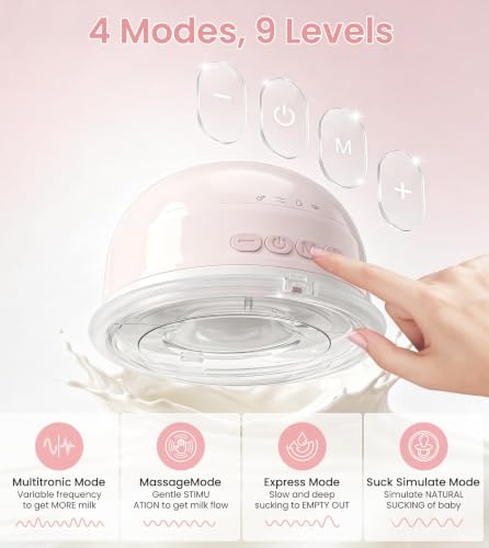 NCVI Wearable Breast Pump for Moms, <42dB for Office, Home, Travel (Pink) - color: Light Pink
