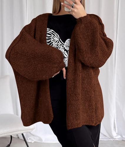 PRETTYGARDEN Womens Open Front Oversized Cardigan Sweaters - color: Caramel, size: Small