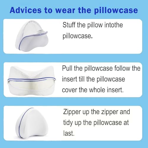 Replacement Pillow Cover for Contour Legacy Leg & Knee Foam Support Pillow-Cover ONLY (White) (1)