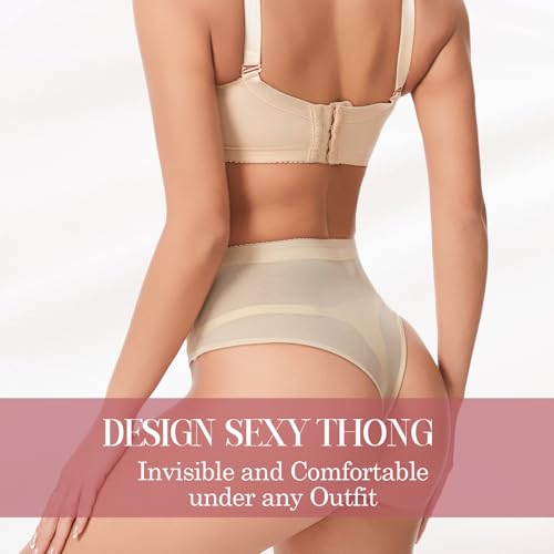 Tummy Control Thong Shapewear Underwear for Women Seamless Body Shaper Girdle Compression Panties - color: A1# Beige, size: Medium