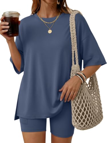 LILLUSORY Womens Lounge Sets 2 Piece Matching Pajamas Summer Outfit 2026 - color: Dark Blue, size: X-Small