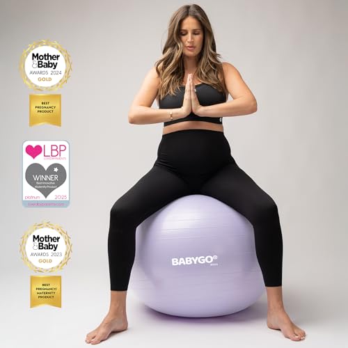 BABYGO Birthing Ball, Pregnancy & Labor, Award Winning Book - color: Lavender, size: 75cm - Electric