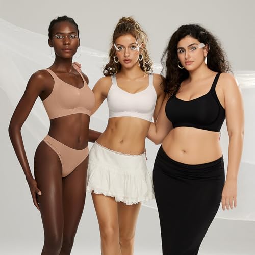 OEAK Women Jelly Bra Wireless Anti Sagging Full Coverage Bras - color: White, size: Large