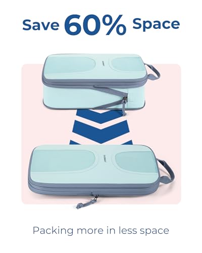 BAGSMART 6 Set Compression Packing Cubes, Travel Luggage Organizer Bags - color: 06-Sky Blue