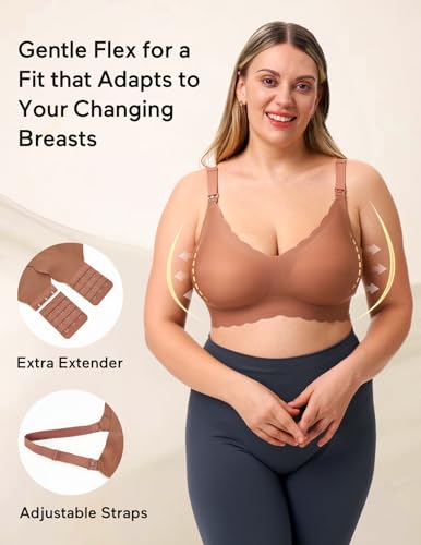 Nursing Bras for Breastfeeding Comfort Maternity Bras for Pregnancy Seamless Bralettes with Extra Extender - size: XX-Large
