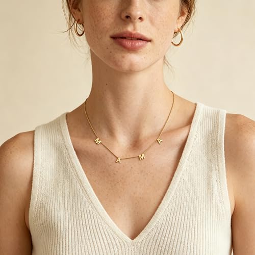 Mama Necklace for Women - 14K Gold Plated Dainty Mom Necklace - Non Tarnish, Waterproof, Stainless Steel Necklace - Birthday Jewelry Gifts for New Mom, Pregnancy, Postpartum, Wife, Friend, Grandma, Sister, Daughter, Mother - color: Gold Mama Necklace for