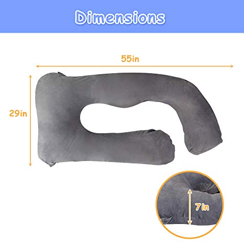 COLOR TREE Pregnancy Pillows J-Shaped Body Pillow for Pregnancy - Skin-Friendly Soft Comfort Maternity Pillows for Sleeping Reading Relax Rest
