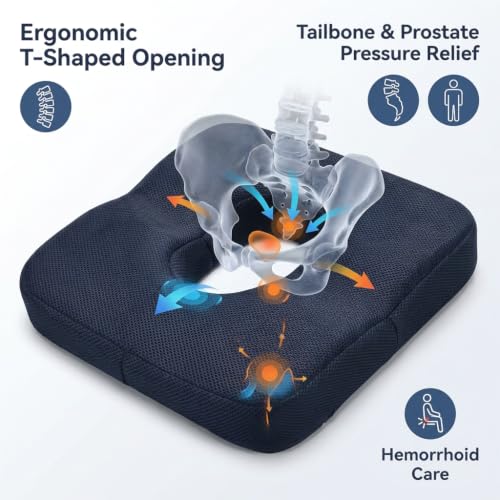 Gel Seat Cushion for Office Chair, Memory Foam, Blue - color: Blue