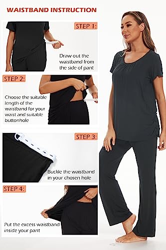 Smallshow Women's Maternity Nursing Pajamas - color: Dark Grey, size: Medium