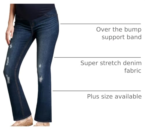 Hybrid & Company Women's Maternity Stretch Jeans - color: Dark Wash21, size: Medium