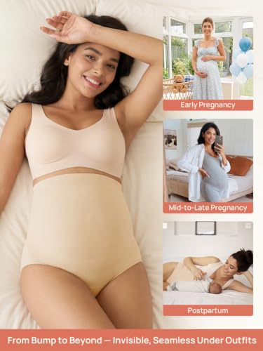 Summer Mae Maternity Underwear 76% Rayon Made from Bamboo Soft Breathable - color: 2 Black,2 Skin,1 Beige-5 Pc, size: Medium