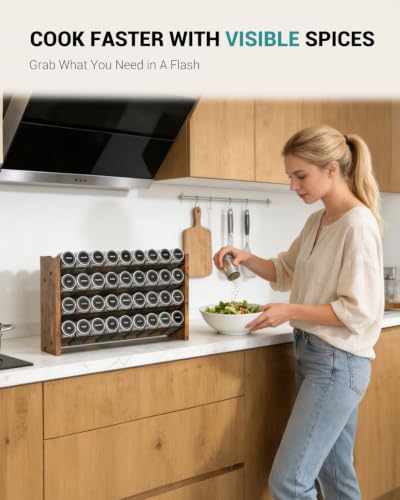 Spice Rack Organizer with 36 Glass Jars, for Cabinet Wall Mount Countertop - size: With 36 Jars, 17.2"W × 9.4"H