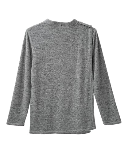 Silvert's Men's Open Back Long Sleeve Henley Shirt, Adaptive Assisted Dressing Top with Snap Closures - color: Charcoal Heather, size: Medium
