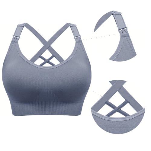 Nursing Bras, Ultra Soft Wireless Bra, Breathable Moisture-Wicking Pregnancy Bra for Daily Wear - color: Greyblue, size: Small
