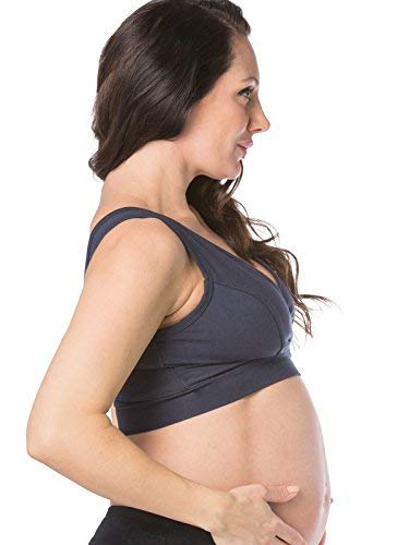 Fishers Finery Womens Wireless Maternity Nursing Bra; Nursing Pad Set Option - color: Navy, size: X-Small