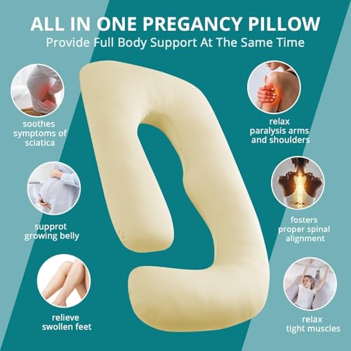 Cooling Pregnancy Pillows for Sleeping, 57'' Full Body Pillow, Light Yellow - color: Light Yellow, size: 57 Inch