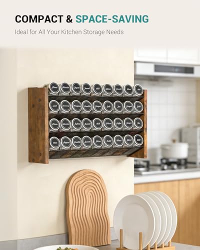 Spice Rack Organizer with 36 Glass Jars, for Cabinet Wall Mount Countertop - size: With 36 Jars, 17.2"W × 9.4"H