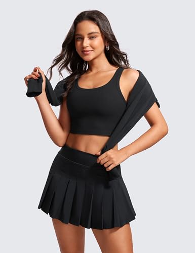CRZ YOGA Ribbed U Neck Crop Tank Tops - color: Black, size: X-Large