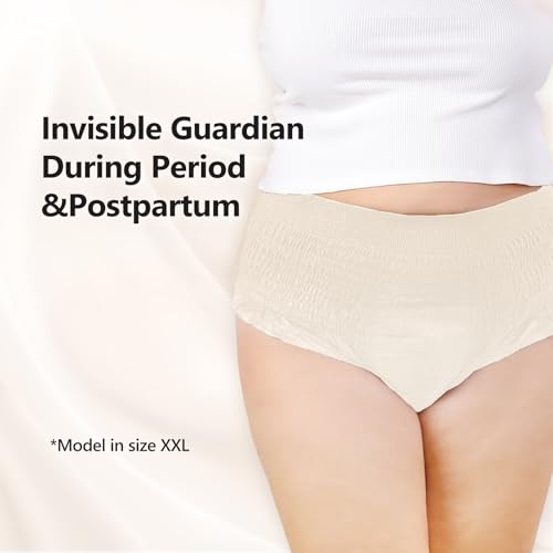 MOLLIS Disposable Period Underwear, Postpartum Panties, XXL, Beige, 16Ct - size: XXlarge(16 Count)