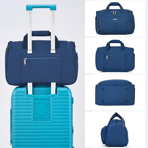 HanTrip 16 Inch Under Seat Carry On Duffle Bag for Airplanes, Blue - color: Blue, size: Carry-on 16.5-Inch