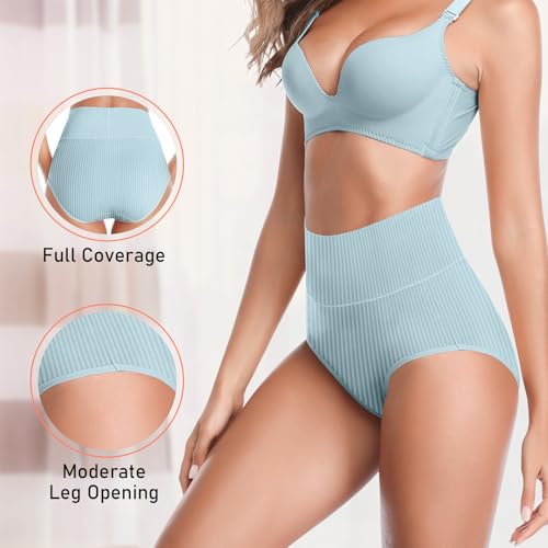 Women's High Waist Cotton Underwear Super Stretchy Briefs Full Coverage Panties Soft Women Panties 5-Pack - color: Light-5pack, size: X-Small-Small