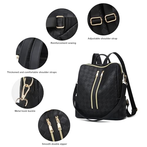 Makes Backpack Purse for Women PU Leather Casual Backpack Daily Travel Bag - color: Black Square