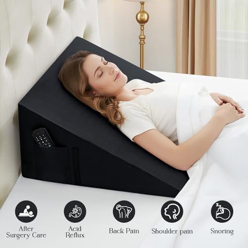 Cotton Wedge Pillow Cover, 24" x 24" x 7.5", Black - color: Black, size: 25x25x8 Inch