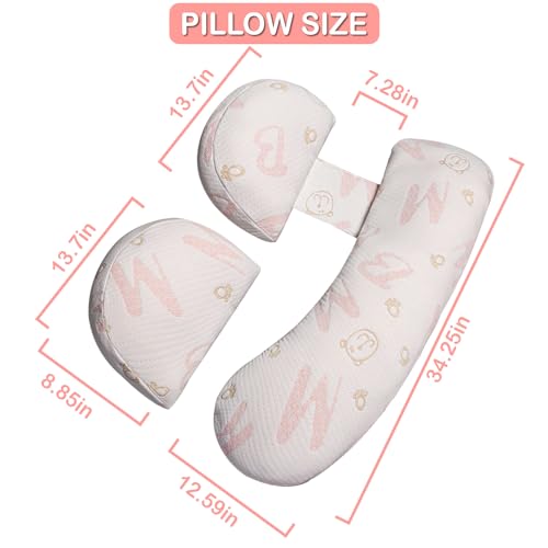 Pregnancy Maternity Pillow for Sleeping, Support for HIPS, Backs, Legs, with Detachable and Adjustable Cover