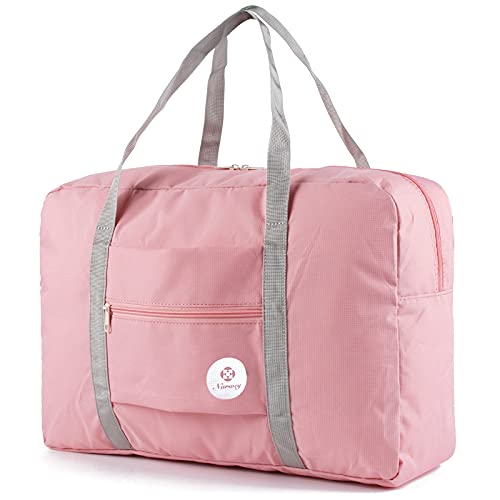 Narwey Personal Item Travel Bag, Foldable Carry on Duffle Bag for Women Men - color: BA-Pink, size: without Shoulder Strap