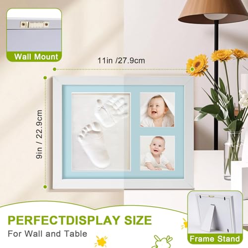 Baby Footprint Kit, Newborn Foot and Hand Print Kit, Baby Keepsake Frame, Nursery Pictures Frames(Walnut) - color: Walnut