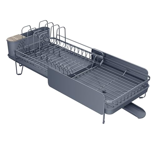 Large Expandable Dish Drying Rack for Kitchen Counter, 19.3-29.4 in, Grey - color: Gray
