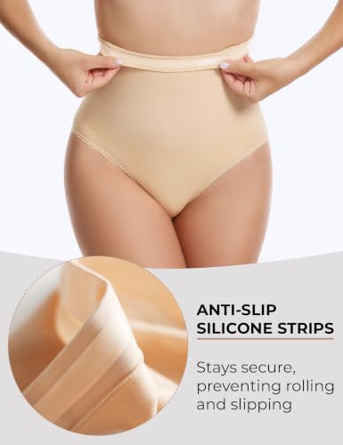 Tummy Control Shapewear, High Waisted Seamless Body Shaper Panties - color: Nude, size: 3X-Large