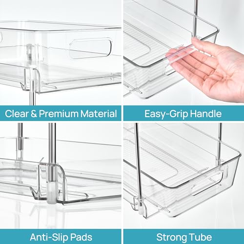 Vtopmart 2 Pack Taller Pull Out Bathroom Under Sink Organizer (S-Higher) - color: Transparent, size: S-Higher (2 Pack)