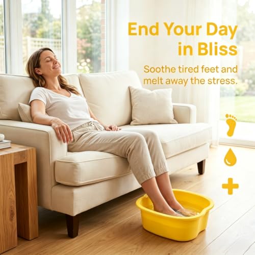 Ytterbium Foot Soaking Basin, Large Massage Foot Soaking Tub-Yellow - color: Yellow