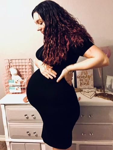 Liu & Qu Women's Maternity Dress Summer Casual Bodycon Pregnancy Dresses - color: 2.black, size: Medium
