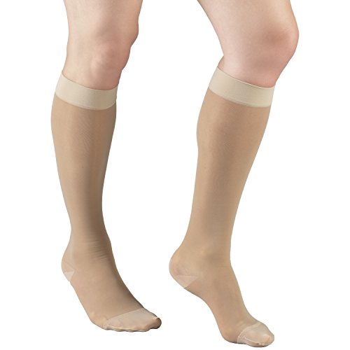 Truform Sheer Compression Stockings, 15-20 mmHg, Women's Knee High Length, 20 Denier, Nude, Medium - color: Nude, size: Medium (1 Pair)