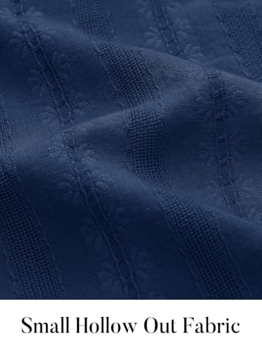 MEROKEETY Womens Summer Midi Dress Short Sleeve Square Neck Boho Long Dress - color: Navy, size: Small