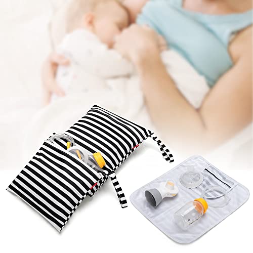 Damero Breast Pump Parts Bag with Place Mat, Black Strips - color: Black Strips