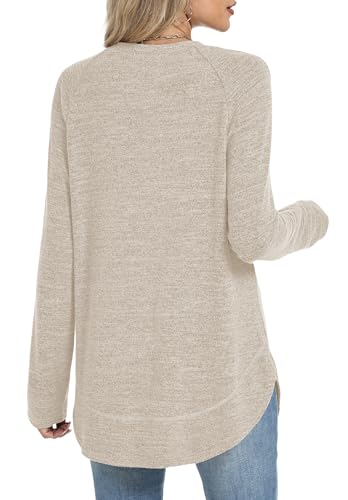 Sampeel Long Sleeve Shirts for Women Tunic Tops Loose Fit Dressy Crew Neck Pullover Sweaters 2026 - color: Apricot, size: Medium